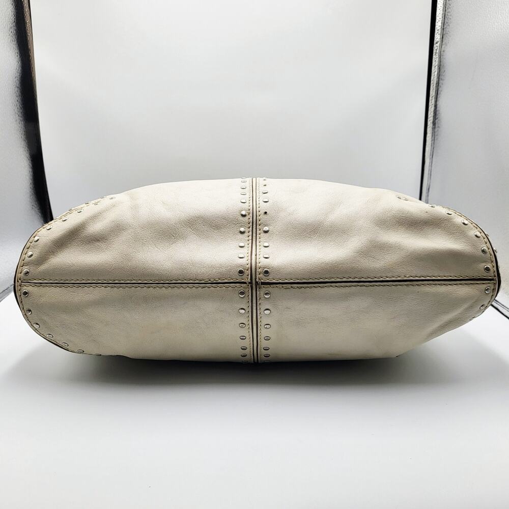 Y2K Michael by Michael Kors Cream Leather Studded Slouch Hobo Shoulder Bag - Picture 6 of 16